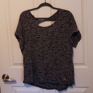 Balance Collection Women's Gray & Black Sheer Scoop Neck High Low Top Size 1X